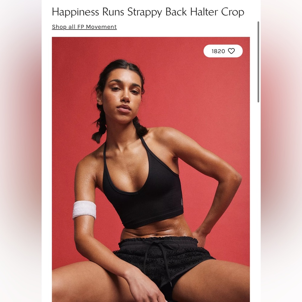 NWOT Free People Happiness Runs Strappy Back Halter crop top